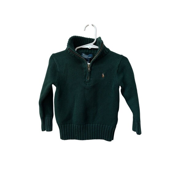 Polo Ralph Lauren Other - Polo Ralph Lauren Boy’s Green 1/4 Zip Pullover 100% Cotton Sweater Sz 2T Green